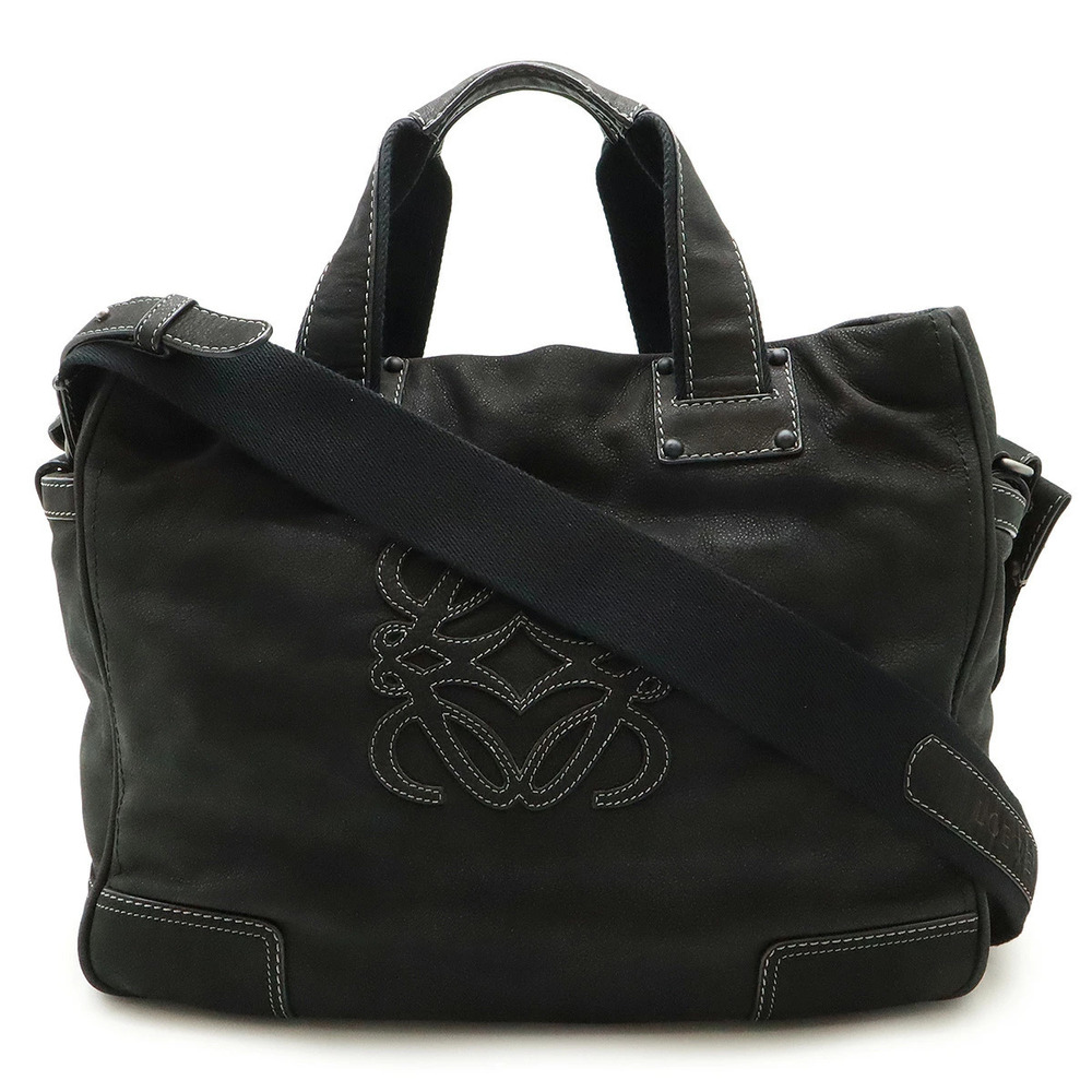 Loewe Anagram Tote Bag Crossbody Nubuck Leather Black